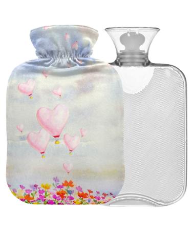 Naanle hot hot water bottle with reference floral Cat Transparent hot water bottle 1l heat bottle for pain relief back hand feet warmer warmth and cold therapy