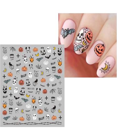Halloween Nail Stickers 16 Sheets Self-Adhesive Nail Decal Pumpkin Ghosts Cobweb Nail Art Decoration Design Supplies - Buy Online on GoSupps.com