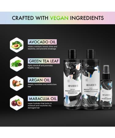 MOEHAIR Hi-Vibes Vegan Shampoo & Conditioner Set - Argan Oil Anti-Frizz Serum - Sulfate & Paraben Free Infused with Avocado & Coconut Oil - International Shipping - Buy Online on GoSupps.com