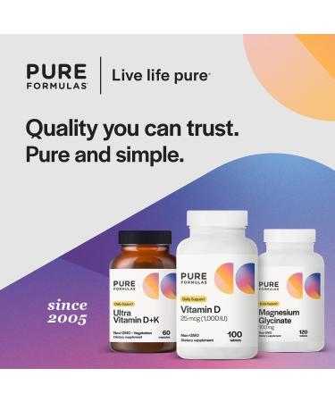 PureFormulas Vitamin D3 1,000 IU 25 mcg - Premium Vitamin D Supplement for Healthy Bone Formation, Teeth, Cardiovascular Health, and Immune Support Non-GMO - 100 Count Tablets 100 Count (Pack of 1) - Buy Online on GoSupps.com