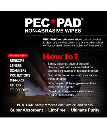 PEC-PAD Lint Free Wipes 4x4 | Non-Abrasive Ultra Soft Cloth for Camera Lens & Sensitive Surfaces | 100 Sheets Per Pack - 2 Pack - Buy Online on GoSupps.com