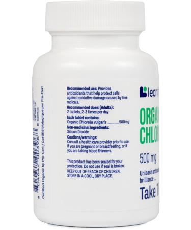 LEANFIT Organic Chlorella 500mg 60 Tablets - To Unleash Antioxidant Brilliance Take This - Defends Against Free Radical Damage - USDA Organic Certified Sugar-Free Non-GMO Gluten-Free - Buy Online on GoSupps.com
