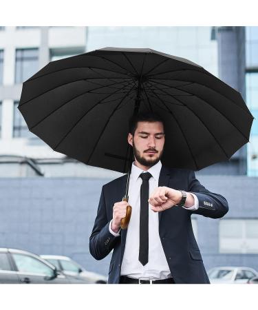 G4Free 54 Inch Large Windproof Umbrella for 2 Persons  16 Ribs Auto Open Classic Wooden J Handle Cane Stick Golf Rain Umbrellas for Men Women Travel 120cm - Buy Online on GoSupps.com