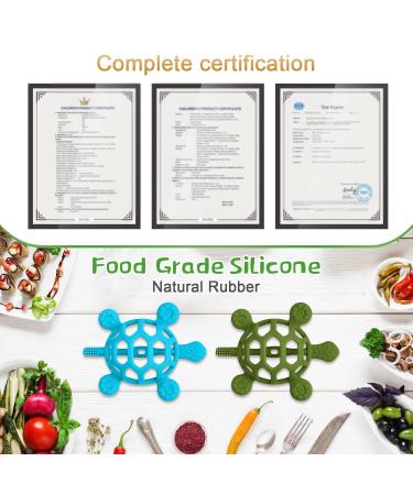 Bite Ring for Babies - BPA-Free Silicone & Natural Rubber Teething Toys - Non-Dropping Design Turtle Shape - 2 Pack (Green & Blue) for 0-12 Months - Buy Online on GoSupps.com