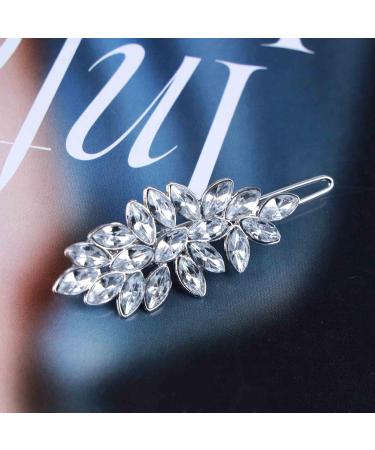 Yheakne Vintage Crystal Leaf Hair Clip Pin Silver Rhinestone Hair Barrette Pin Shine Cz Leaf Hair Pin Crystal Head Clip Headpiece Decorative Bobby Pins Hair Accessories for Women and Girls (Silver) - Buy Online on GoSupps.com
