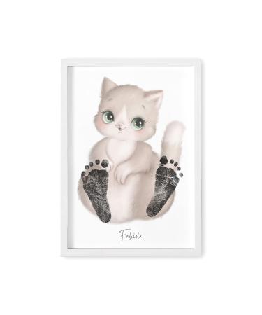 Personalized Baby Footprint Animal Poster - Nursery Decor for Milestones | Cat Design | A4 Size (Foot Length Up to 6cm) - Buy Online on GoSupps.com