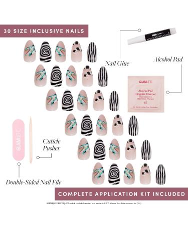 Beetlejuice x Glamnetic Press On Nails - Sandworm | Reusable 3D Short Almond False Nails | 30 Nail Kit with Glue | Salon Quality & 15 Sizes Available - Buy Online on GoSupps.com