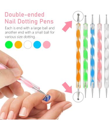 Pinkiou 47 Pcs Nail Art Tool Kit - Brushes, Dotting Pens, Foil Strips, Manicure Tape, Rhinestones | Nail Painting Set - Buy Online on GoSupps.com