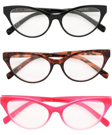 Betsey Johnson Women's Fairisle Cat Eye Reading Glasses - Black Tortoise Pink Gradient - 54mm +2.5 | Stylish & Chic eCommerce Shipping Internationally - Buy Online on GoSupps.com