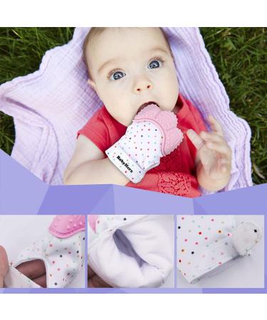Teething Gloves for Babies - BPA-Free Silicone Teething Mitts (Pink 2 Pack) - Ideal for 2 Months+ - Comfortable & Safe Teething Relief - Buy Online on GoSupps.com