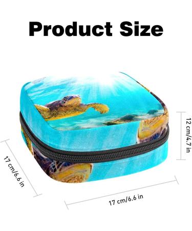 Womens Napkin Storage Bag - Hawaiian Green Sea Turtle Design | Portable Menstrual Cup & Bandages Organizer - Buy Online on GoSupps.com