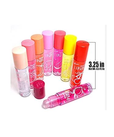DEALPLUSDEAL Italia Deluxe Fruity Lip Gloss 8 Pcs Set - Long Lasting Color, Moisturizing Rollerball Lip Makeup with Vitamin E - Buy Online on GoSupps.com