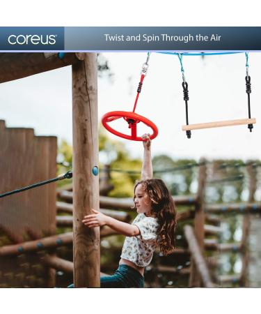 Ninja Wheel Obstacle for Kids - Hanging Monkey Wheel for Warrior Course with Swivel Slackline Spinner Attachment - Buy Online on GoSupps.com