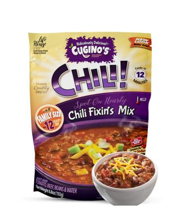 Cugino's Chili Fixin's Mix, 6 Pack, Traditional Mild Seasoning with Zesty Herbs, Spices, and Vegetables for Hearty Flavors, Cooks in 12 Minutes, Made in the USA