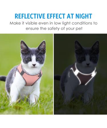 BriFit Cat Dishes & Adjustable Harness - Reflective Outbreak-Proof Soft Vest for Cats & Puppies (Pink XS) | International Shipping Available - Buy Online on GoSupps.com