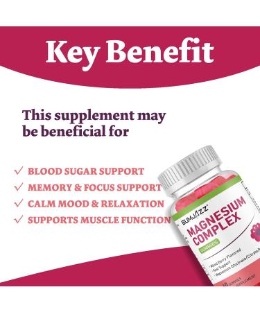 Magnesium Complex Gummies 800mg - 60 Counts Magnesium Glycinate&Citrate&Malate Gummy for Rest Muscle Function - Buy Online on GoSupps.com