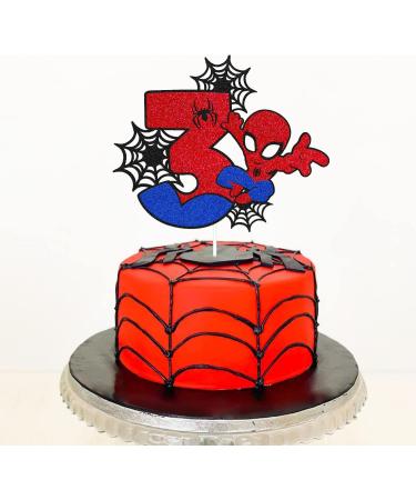 Spider Cartoon Movie 3rd Birthday Cake Topper - Double Sided Glitter Black Decor for Men, Boys, and Children - Happy 3s Birthday Cake Decorations - Buy Online on GoSupps.com