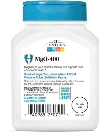 21st Century Magnesium Oxide 400mg Tablets 90 Count Assorted - Buy Online on GoSupps.com