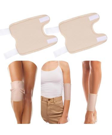SUNAI Castor Oil Pack Wrap Adjustable Reusable Organic Castor Oil Compress Wrap for Knee Calf Arm 2 Pack Castor Oil Pack Kits Less Mess Anti Oil Leak-Khaki 2 Count