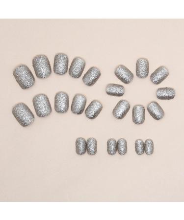 Glitter Press on Nails - Square Short Full Cover Sparkly Fake Nails | 24Pcs Reusable Acrylic Stick on Nails for Women | Nail Art Decorations - Buy Online on GoSupps.com