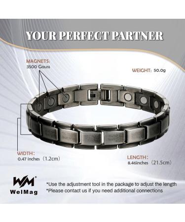 WELMAG WM Magnetic Bracelet for Men Recycled Stainless Steel Strength Magnets Adjustable Length Bracelets with Remove Tool Halloween Jewelry Gift - Buy Online on GoSupps.com