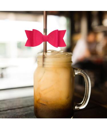 Straw Bow - Bow Cupcake Portable Straw Caps Decoration Cute Big Straw Decorations Bow s for Shakven Hot Pink - Buy Online on GoSupps.com