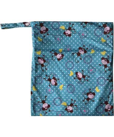 MUMBABY Wet Dry Bag | Reusable Nappy Diaper Bag with Two Zippered Pockets (Monkey) - Buy Online on GoSupps.com