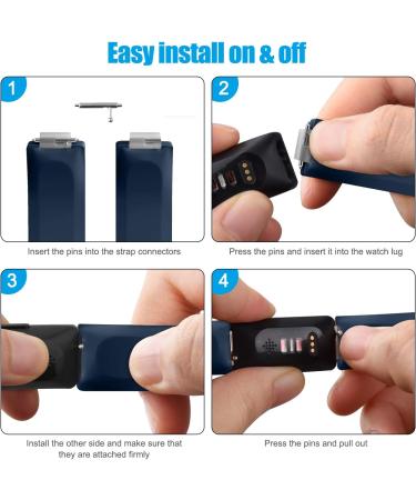 Vancle 3 Pack Silicone Sport Replacement Bracelets for Fitbit Inspire HR Inspire & Inspire 2 - Black Marine Blue Gray - Buy Online on GoSupps.com