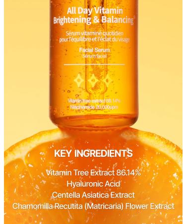 JUMISO All Day Vitamin Serum - Brightening & Balancing Facial Serum | Mother's Day Gift | Vitamin C A B D E Serum with Vitamin Tree Extract | Korean Skincare | Skin Brightening, Soothing | Vegan Serum - Buy Online on GoSupps.com