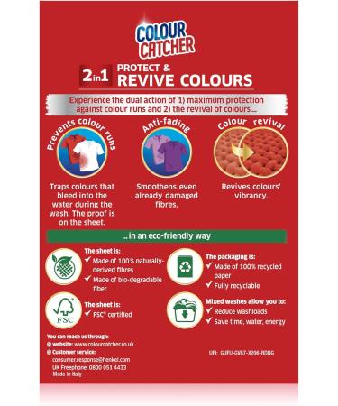 Colour Catcher Premium 2in1 Protect & Revive Laundry Sheets Prevents Colour Run Accidents and Revives Colours - 20 Sheets Unscented 1 count (Pack of 20) - Buy Online on GoSupps.com