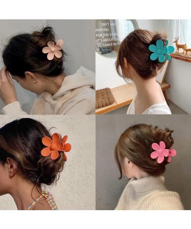 Matte Flower Hair Claw Clips Set - 8PCS | Large Claw Clips for Thick Hair | Women's Hair Accessories | Colorful Gift for Women and Girls - Buy Online on GoSupps.com