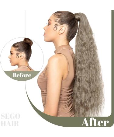 SEGO Drawstring Ponytail Extension Long Wrapped Synthetic Ponytail Hairpiece Corn Wave For Women - 32 Inch Linen Blonde & Pale Blonde - Buy Online on GoSupps.com