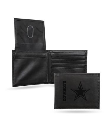 Rico Industries NFL Dallas Cowboys Premium Laser Engraved Vegan Black Leather Bill-fold Wallet - Slim yet Sturdy Design - Perfect to Show Your Team Pride or Gift Bill Fold Black