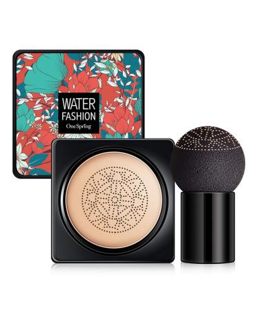 Mushroom Head Air Cushion CC Cream Long Lasting Nude Matte Concealer Foundation Waterproof Makeup Moisturizing BB Cream Pigment High Coverage Liquid For Women Natural 2 Piece Set