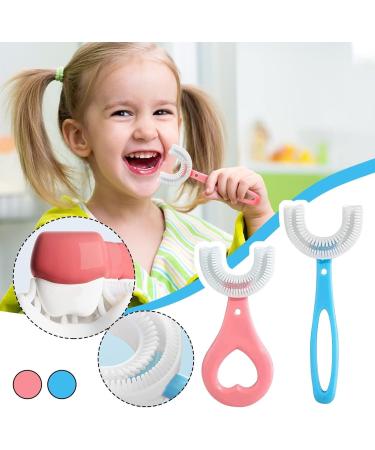 2Pcs Kids U- Shaped Toothbrush Manual Toothbrush Oral Cleaning Tools for Children Training Teeth Cleaning Whole Mouth Toothbrush 360 Oral Teeth Cleaning Design for Toddlers and Children (Pink) - Buy Online on GoSupps.com