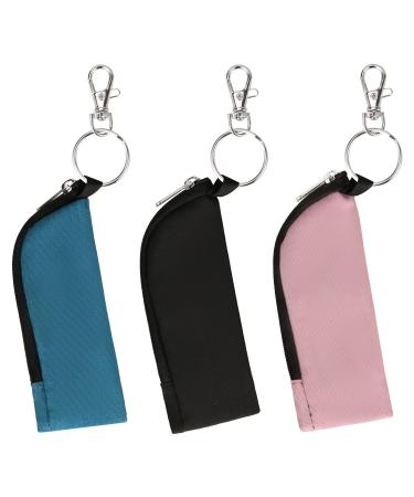 Meiiy Chapstick Holder Lip Balm Sleeve Pouch Portable Lipstick Holder Bag Lip Gloss Holder With Hook Gift for Women (3pcs)