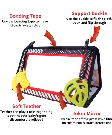 Joyfia Baby Spiegel: Foldable Mirror Toy & Crackling Book Gift for Newborns | Black & White High Contrast | Best Teething Rings for 0-12 Months - Buy Online on GoSupps.com