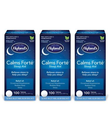 Hyland's Calms Forte' Sleep Aid Tablets, Natural Relief of Nervous Tension and Occasional Sleeplessness, 100 Count (Pack of 3)