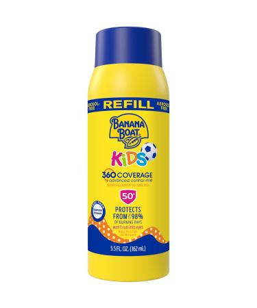 Banana Boat Kids 360 Coverage Sunscreen Mist Refill SPF 50+ | Kids Spray Sunscreen Refill Non-Aerosol Sunscreen Spray Refill SPF Spray Sunblock for Kids Kids Sunscreen Spray SPF 50 5.5oz