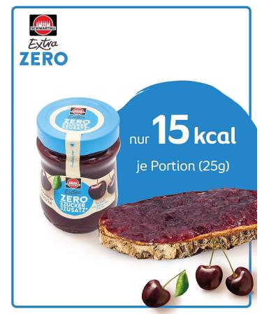 Schwartau Extra Zero Black Cherry Fruit Spread - No Added Sugar 15 Kcal/25g 280g | Low-Calorie Jam for Healthy Living - Buy Online on GoSupps.com