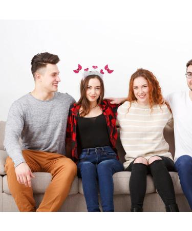 minkissy Valentines Day Headpieces Rosy Heart Head Bopper Love Wing Hair Hoop Glitter Heart Hair Band Wedding Valentines Day Hair Accessories for Women and Girls - Buy Online on GoSupps.com