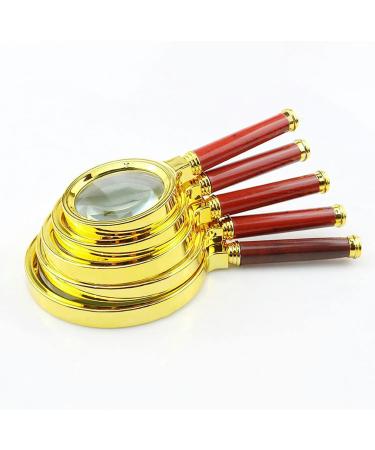Portable Handheld Magnifier 5pcs 10X Imitation Wooden Handle Reading Aid Mirror for The Elderly 60/70/80/90/100mm Full of Stars