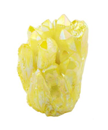 Nupuyai Titanium Coated Bergkristall Druse Rohstein irregular crystal cluster quartz geode gemstone for Reiki feng shui decoration yellow