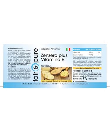 Fair & Pure - Ginger Plus Vitamin E - 600 mg daily - vegan - 180 ginger capsules - Buy Online on GoSupps.com