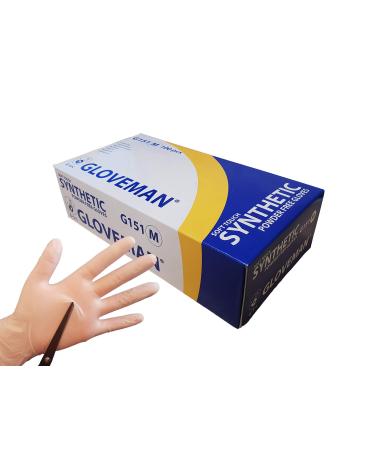 GLOVEMAN Soft Touch Synthetic Powder Free Disposable Gloves (Box of 100) (Small)