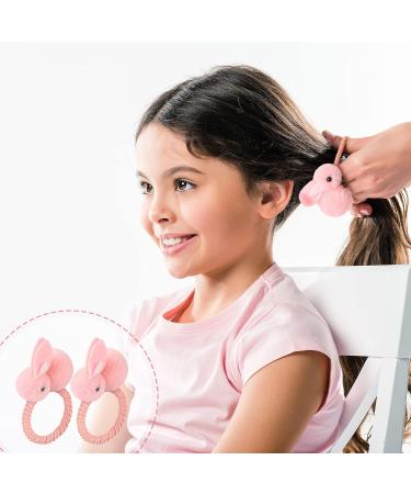 Easter Hair Ties for Kids - 12 Pcs Stuffed Rabbit Style Cute Animal Scrunchies - Buy Online on GoSupps.com