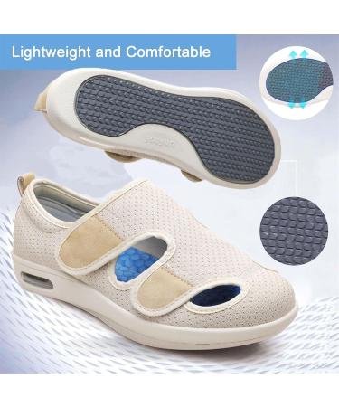 Women's Diabetic Shoes | Breathable Adjustable Non-Slip Air Cushion Shoes for Swollen Feet | Lightweight Comfort for Elderly - Size 9.5 Light Gray - Buy Online on GoSupps.com