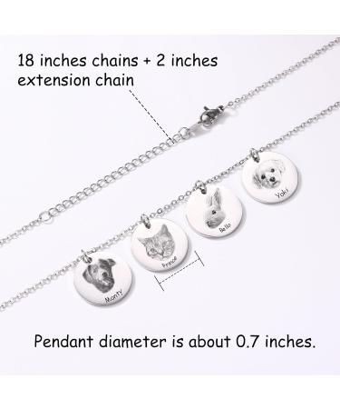 Memediy Personalized Pet Necklace - Engraved Portrait & Name - Stainless Steel Pendant for Men & Women - Custom Pet Memory Jewelry - Buy Online on GoSupps.com