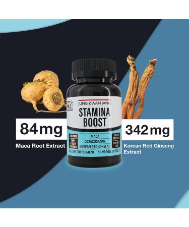 JUNG KWAN JANG Men's Stamina Boost with Korean Red Ginseng Maca and Octacosanol for Men's Health and Energy Supplement 60 Capsules STAMINA BOOST with Maca - Buy Online on GoSupps.com