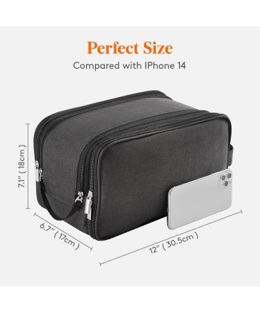 Lifewit Large Black Toiletry Bag for Men | Double Zipper Travel Shaving Dopp Kit | Water-Resistant Organizer for Toiletries and Accessories - Buy Online on GoSupps.com